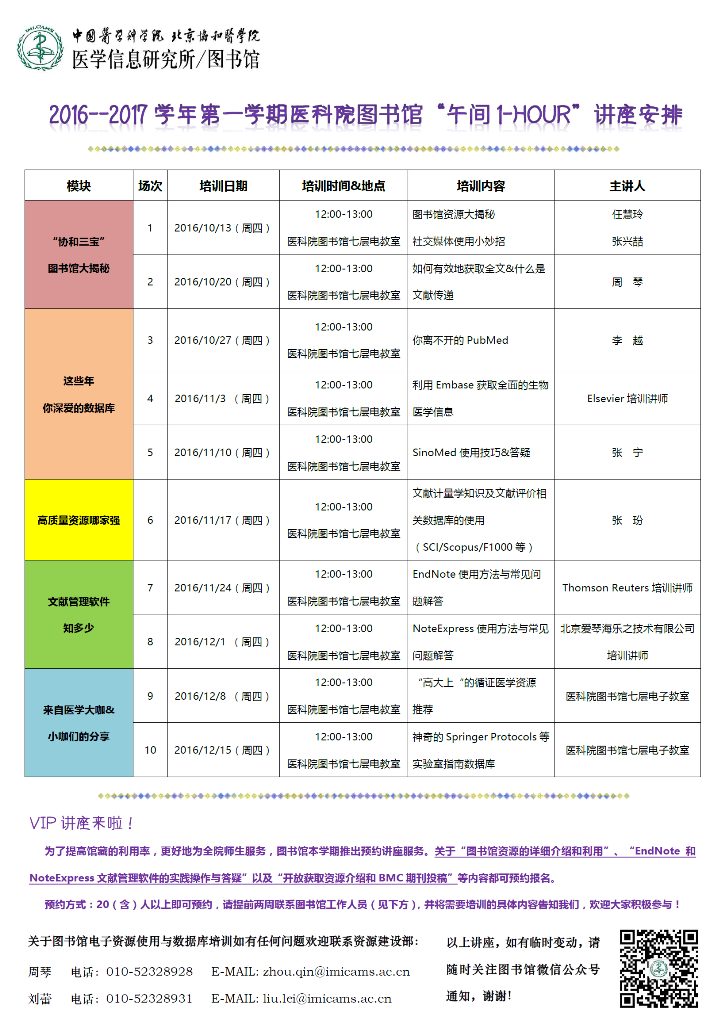 2016-2017学年第一学期医科院图书馆讲座安排.png